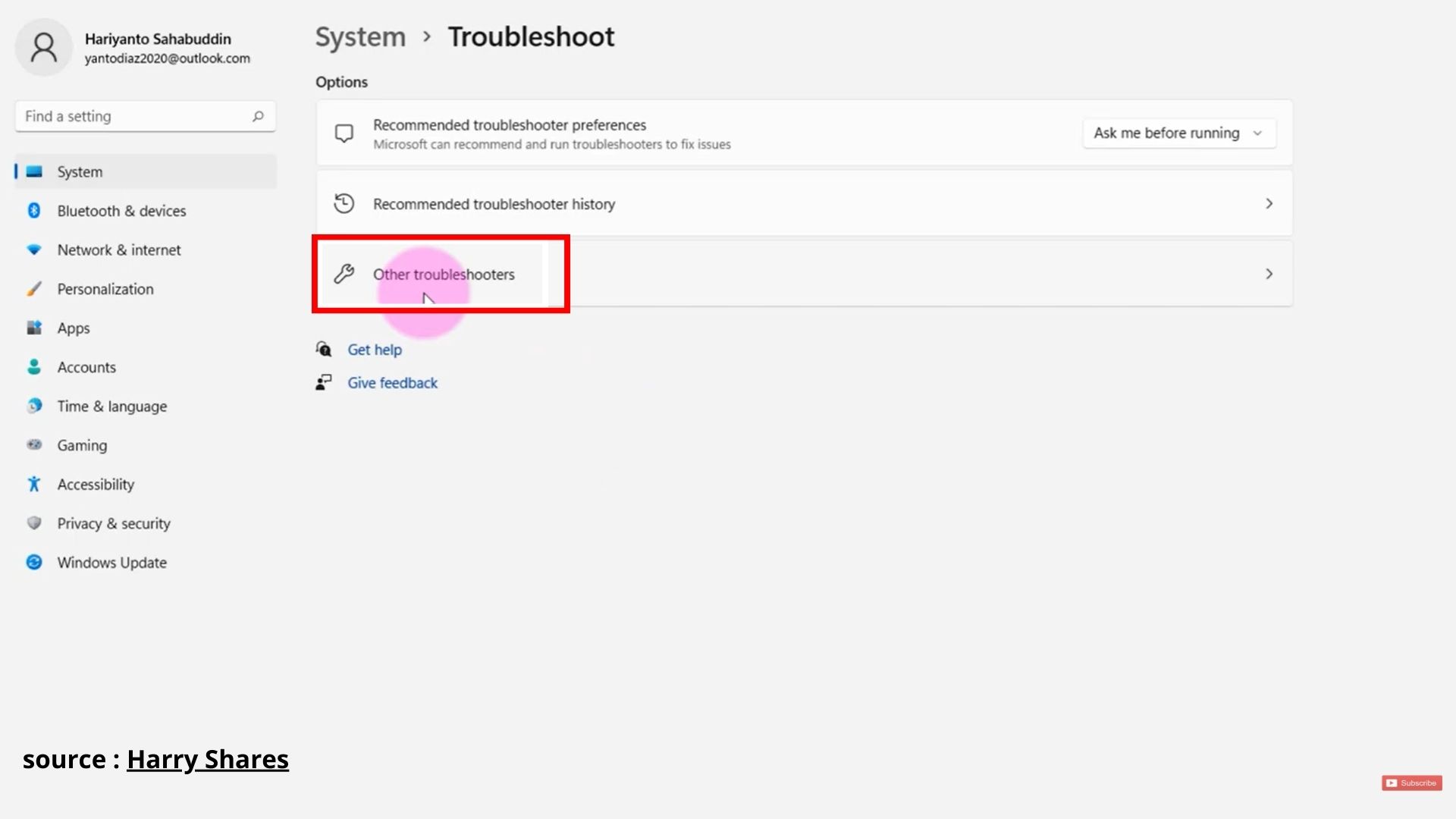 jalankan troubleshooter