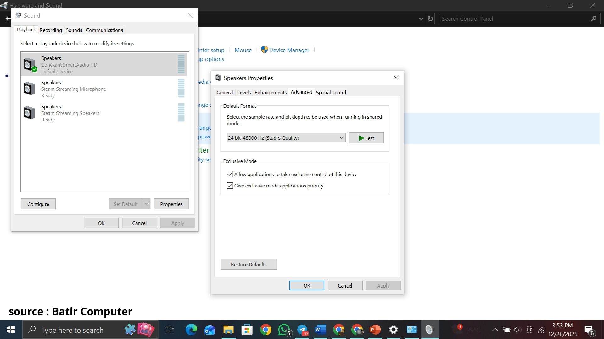 Mengubah Format Audio Default