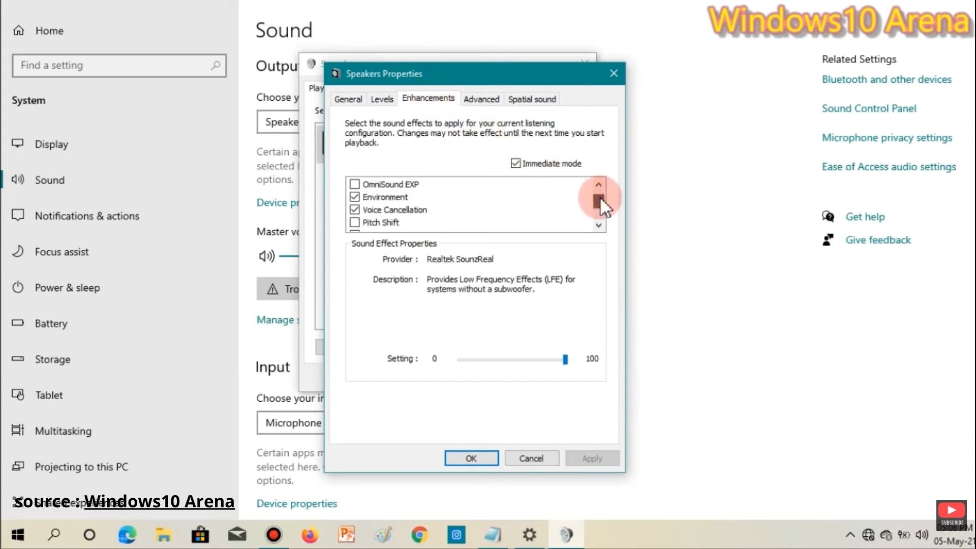 matikan audio enhancements