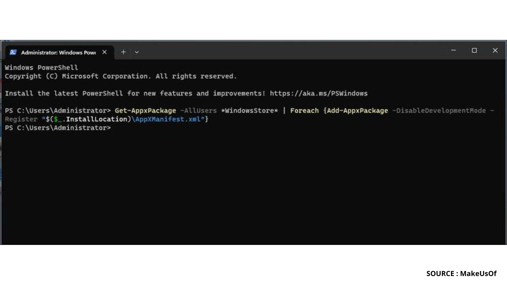 Menggunakan PowerShell untuk Registrasi Ulang